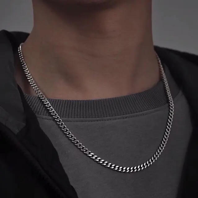 Kalung Rantai Titanium Pria Model Rantai Kecil / Kalung Silver Anti Karat / Aksesoris Elegan - PROJECT TWENTYONE 2