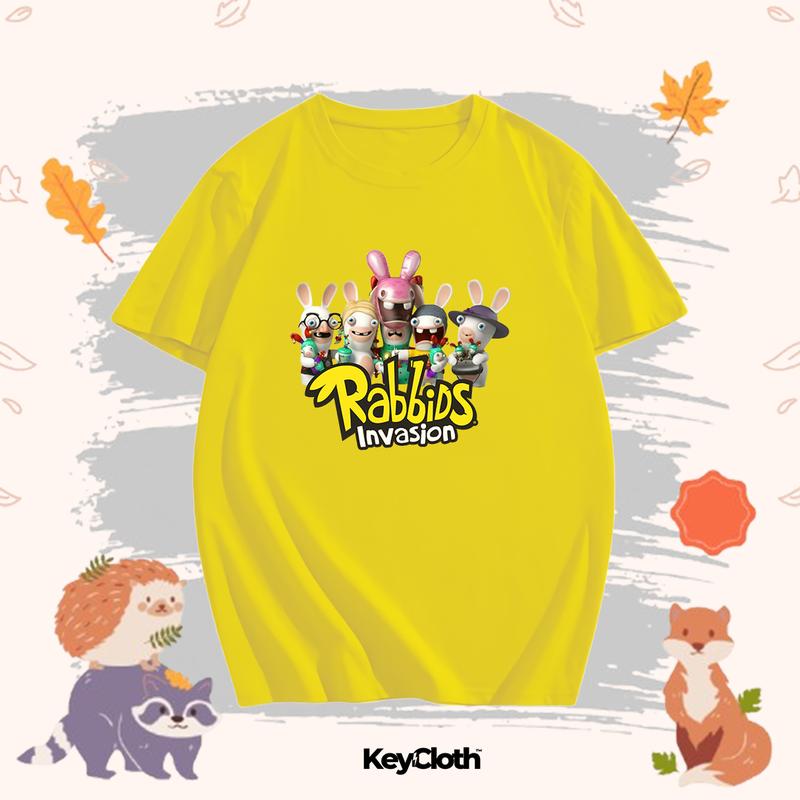 Baju Kaos Anak Karakter Rabbids Invasion Anak Laki-Laki/Perempuan Usia 1-12 Tahun Bahan Cotton Combed 30s Unisex 2