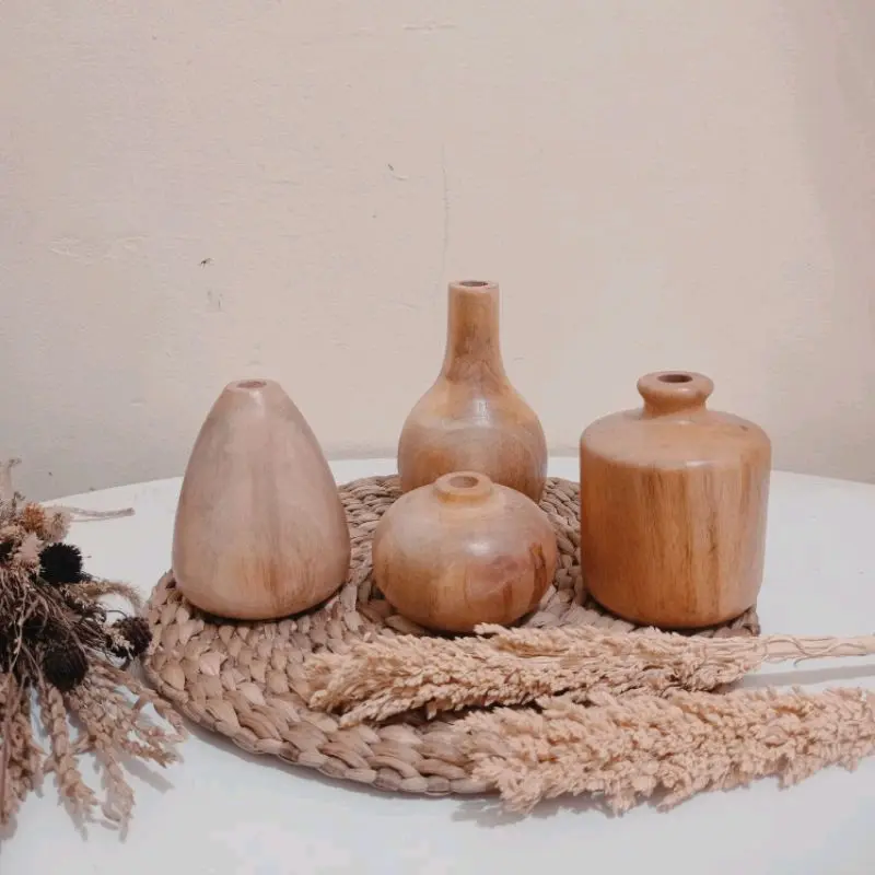 Vas Bunga Kayu Aesthetic / Vas Bunga Kering / Vas Kayu Mahoni / Dekorasi Estetik 0