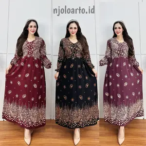 NJOLOARTO.ID Longdres Chibi Busui Bumil Bahan Rayon Tebal Trends LD 110cm Resleting Depan Tali Samping Daster Kekinian untuk Wanita Ibu Hamil Nyaman dan Modis