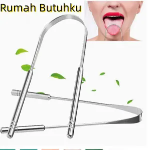 Rumah Butuhku Set Pembersih Lidah 3 Pcs Stainless Steel Hygienis Praktis U-shape Datar Kecil Anti Bakteri Tahan Karat #PembersihLidah #PerawatanMulut #HigieneMulut