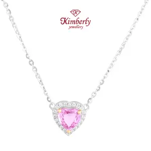 Kalung Berlian Love Batu Pink Sapphire Adjustable KNK1289152  - Kimberly Jewellery