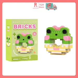 igoods.rose Blok bangunan simulasi donat partikel kecil blok bangunan simulasi kue teh sore mainan hadiah gadis animasi kartun