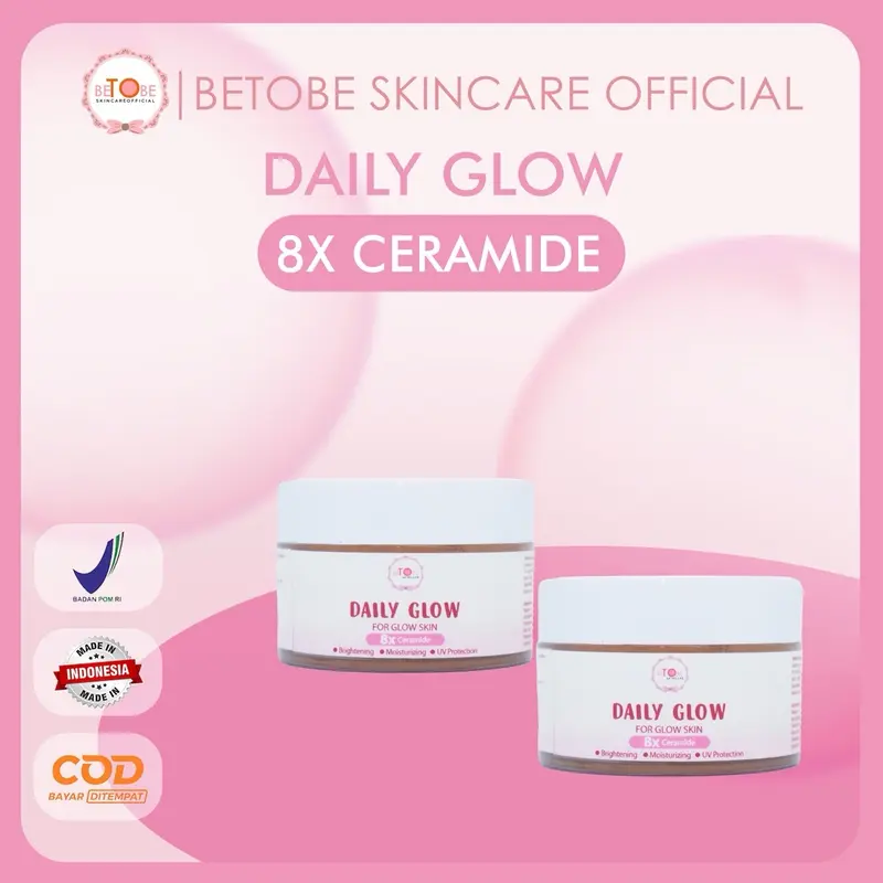 Betobe Daily Glow Moisturizer Wajah 8X Ceramide 30ML Moisturizer Mencerahkan Sunscreen UV Protection Cushion Foundation Suncu Melembabkan Skin Glow Muka Pelembab 3