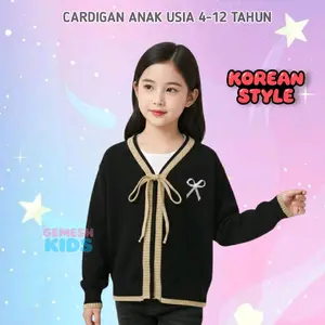 Gemesh Kids Cardigan Anak Perempuan Usia 4-12 Tahun Bahan Rajut Tebal Korean Style Fashion Baju Atasan Anak Cewek Sweater outer rajutanak Dingin korea dicuci dengan tangan saja