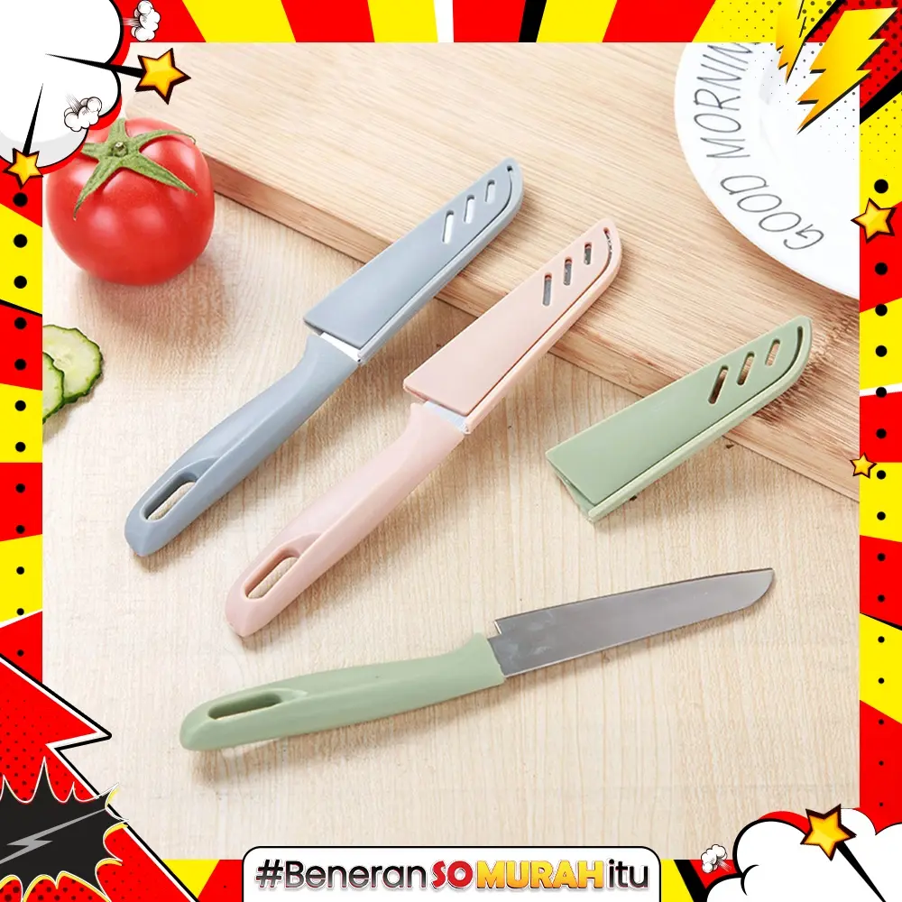 Pisau Dapur Mini Kupas Buah Sayur Pemotong Makanan Tajam Warna Warni Kitchen Set Stainless