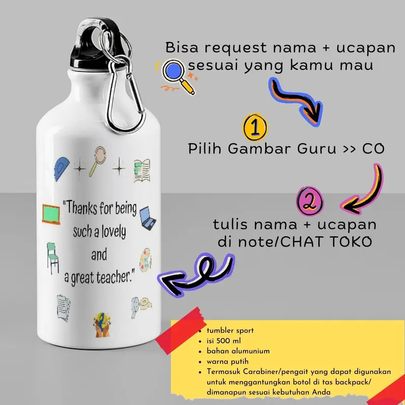 Kado Guru hadiah Kenang-kenangan hari guru ulang tahun tumbler botol air minum custom teachers hampers giftbox 2
