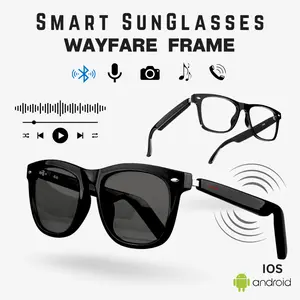 ELAVO E13 Kacamata Pintar Cewe Cowo Unisex Smart Sun Glasses Earphone Headset Bluetooth Anti UV Stereo Speaker Touch Wireless Sunglass HiFi Monster Sound Outdoor Minus Sunglass Gentle Voice Assistant Foto Telepon Calling Photo Goggle E13