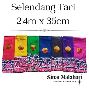 Sinar Matahari Selendang Tari Anak SD Motif Batik Gendolo Giri Ukuran 2.4m x 35cm Bahan Santung Halus Cocok untuk Kostum Tari