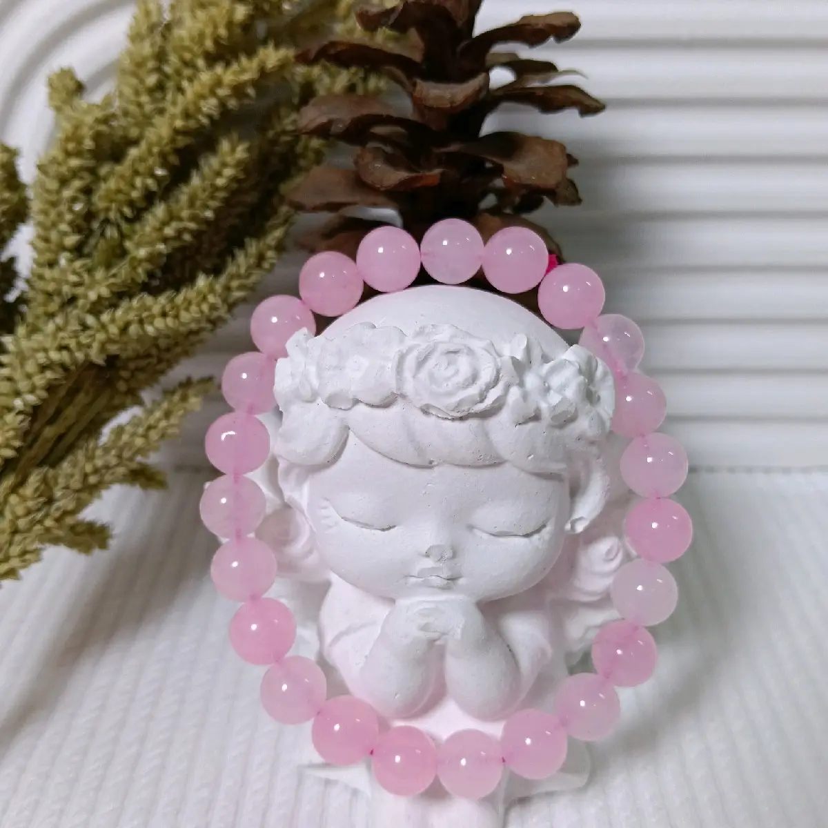 Gelang Crystal Rose Quartz 100% Batu Alam Asli