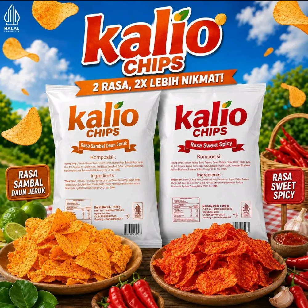 Kalio Chips Sweat Spicy & Sambal Daun Jeruk - 2 Rasa 2X Lebih Nikmat - Snack