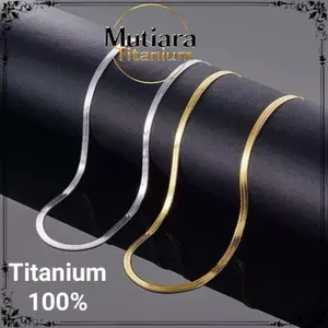 KALUNG BELUT PPIH GEPENG HITAM,SILVER,GOLD ANTIKARAT PRIA DAN WANITA Stainless Kulit Titanium harian zircontitanium