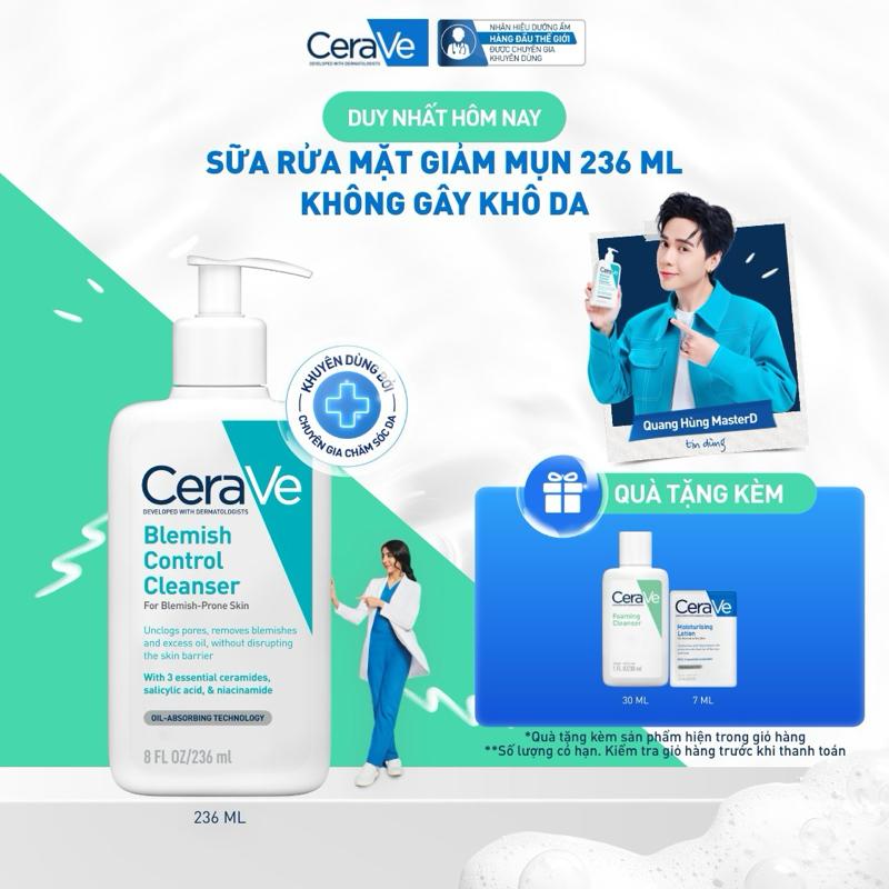 [FlashSale] Sữa rửa mặt giảm mụn CeraVe Blemish Control Cleanser 236ml