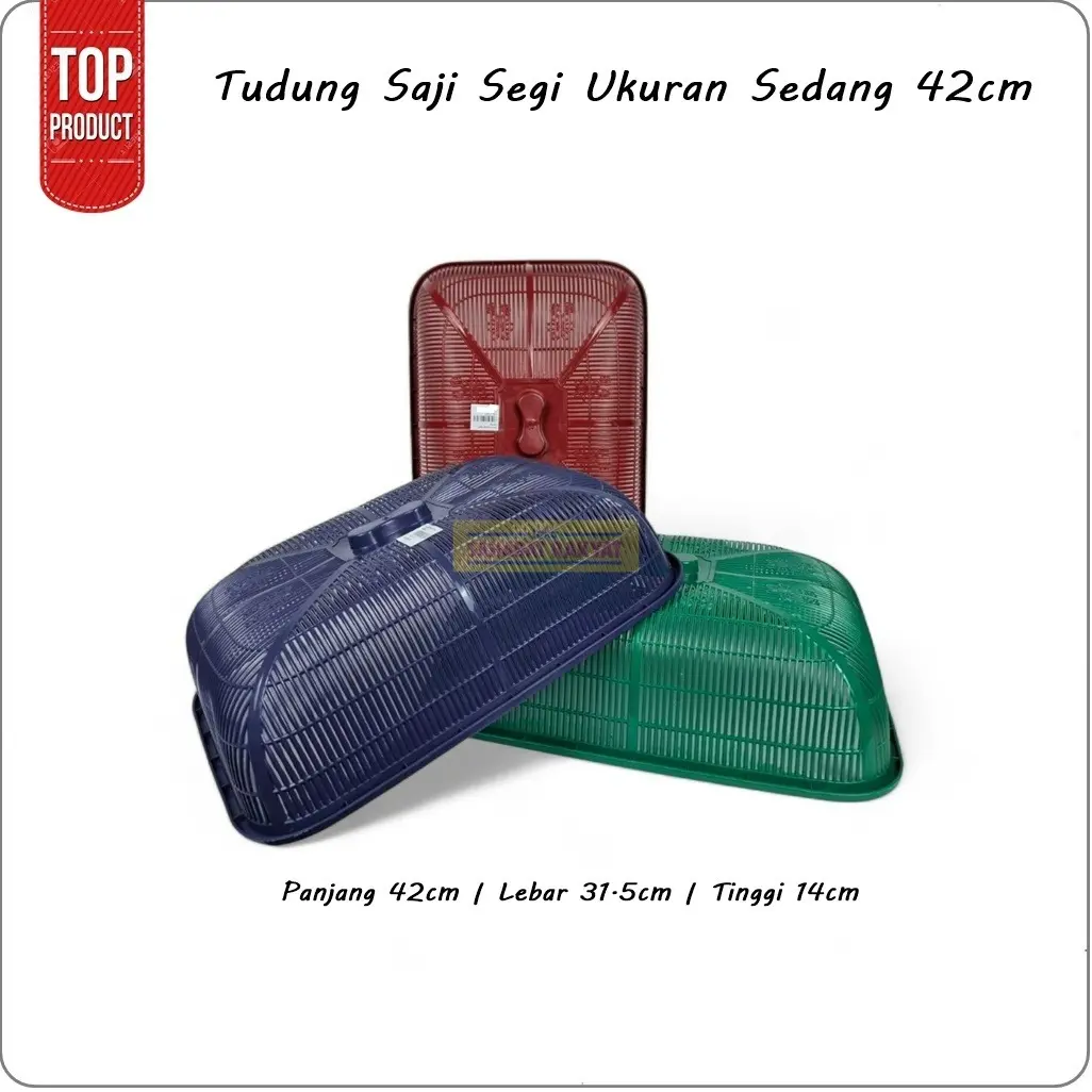 Tudung Saji Penutup Makanan Segi Ukuran Sedang Omahqu 42cm