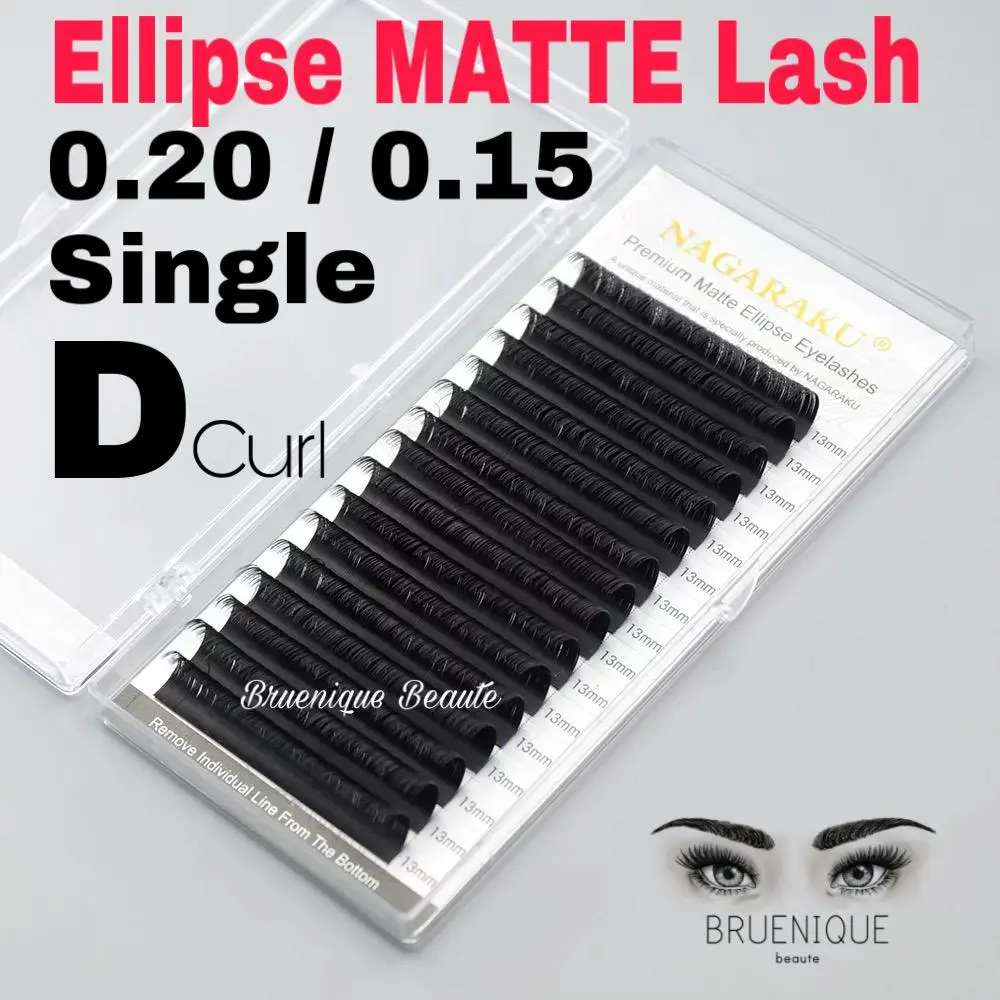 NAGARAKU - ELLIPSE MATTE LASH - SPLIT ENDS - FLAT LASH - C / D 0.20 & 0.15