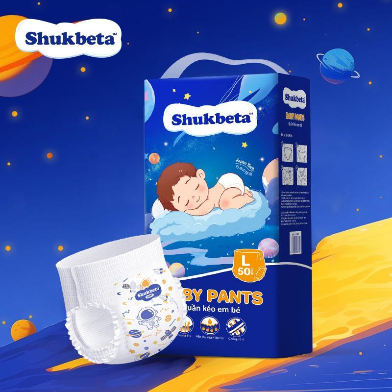 Quần tã Shukbeta, chất lượng cao cấp, dành cho trẻ sơ sinh, có sẵn trong các kích cỡ M, L, XL, XXL và XXXL, gói 50