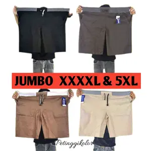 JUMBO chinos pendek pria sampai 120 kg Polos Katun Celana Nyaman Santai
