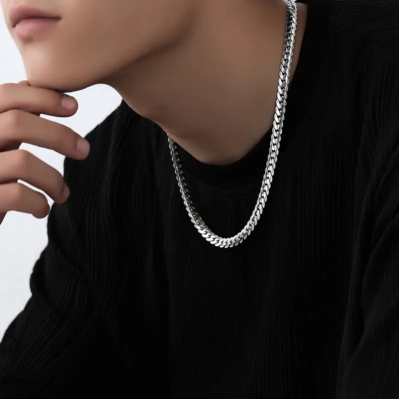 สร้อยคอคิวบา, โซ่สแตนเลส, สำหรับผู้ชายและผู้หญิง, สร้อยคอเหล็กไททาเนียม 304, สไตล์ฮิปฮอป, เครื่องประดับ DIY, เครื่องประดับฮิปฮอป