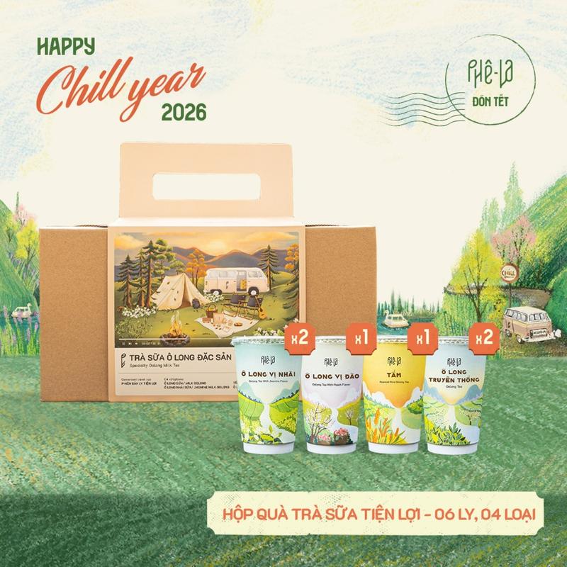 TOP [Phiên bản thường] Hộp Quà Trà Sữa Tiện Lợi Phê La, 06 ly - 04 loại