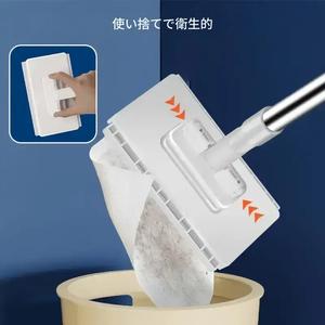 自動手フリーモップシステム、ワンクリック布交換、耐久性ABS構造、省スペース設計、キッチン＆バスルームに最適