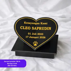 Cahaya Nisan - Batu Nisan Granit Lokal 20x30 CM Bentuk Love Cat Warna Kuning Keemasan