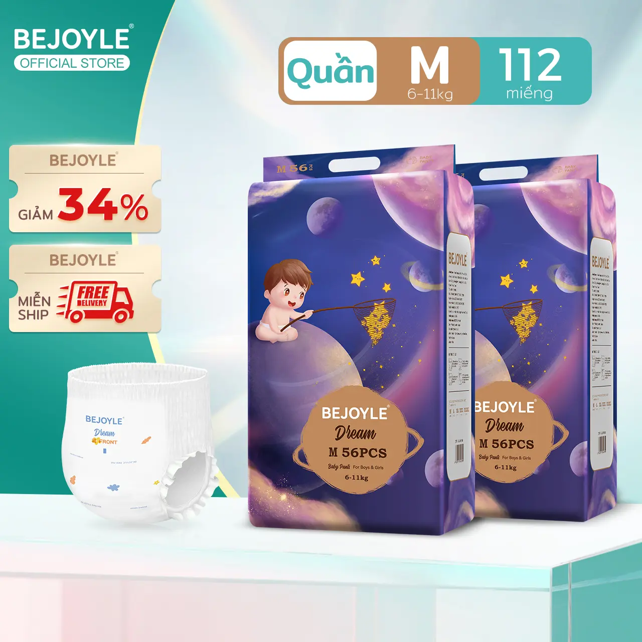 Combo 2 bịch bỉm Bejoyle Dream cao cấp size S/M/L/XL/XXL/3XL/4XL Chính Hãng Tã Dán và Tã Quần