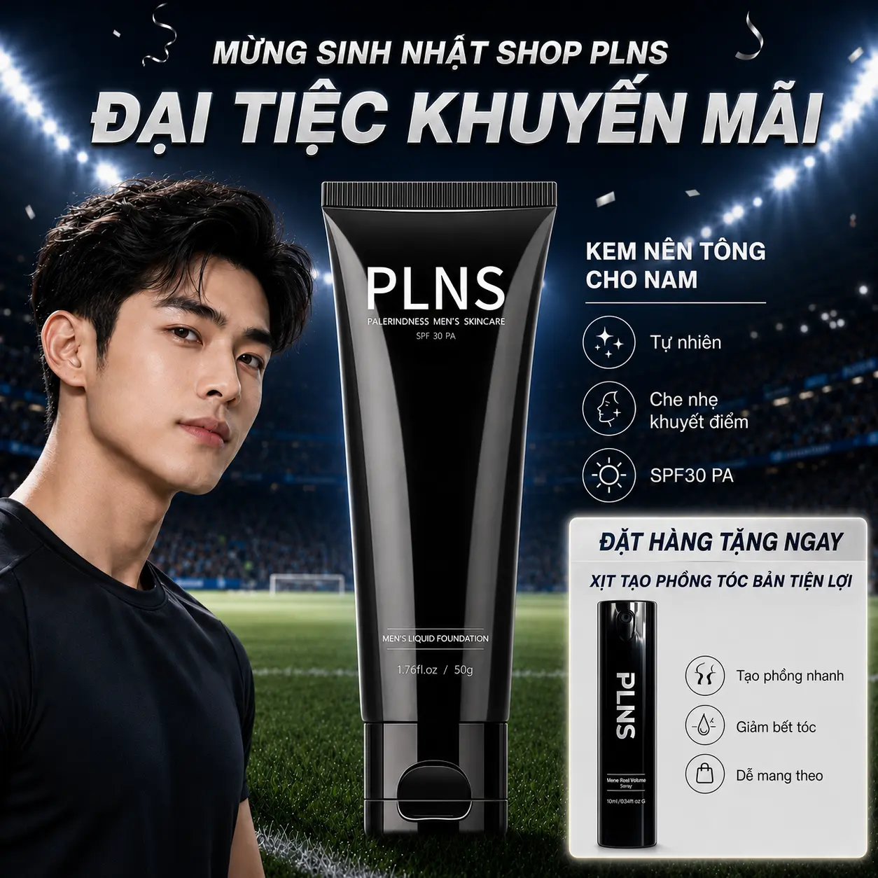 Kem nền nam PLNS - Nâng Tông Tự Nhiên, Chống Nắng, Chống Nước, Vũ khí hẹn hò, Cứu nhan sắc, Gợi ý quà Noel
