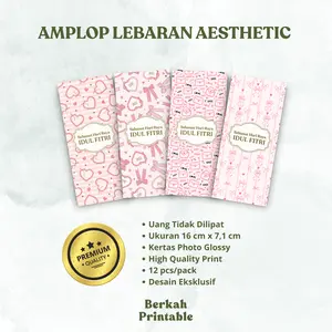 [Bisa CUSTOM tulisan] Amplop lebaran Coquette amplop THR aesthetic terbaru 2026 Ukuran besar High Quality Print 12 pcs-20 pcs || Berkah Printable