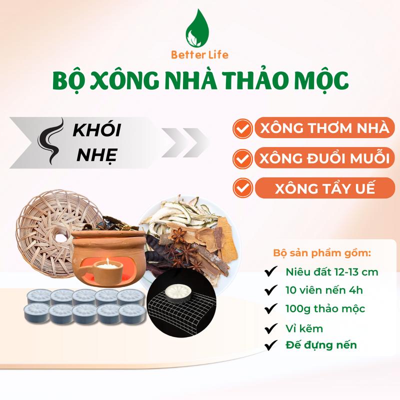  Bộ xông thơm nhà thảo mộc gồm bếp đất nung đế đựng nến 100g thảo mộc 10v nến tặng rế thanh tẩy nhà cửa thu hút vận may 
