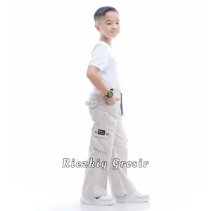 Rauden - Celana Panjang Cargo Standar Reguler Anak Usia 8-15Tahun KAIN TWILL STRETCH PREMIUM Fashion