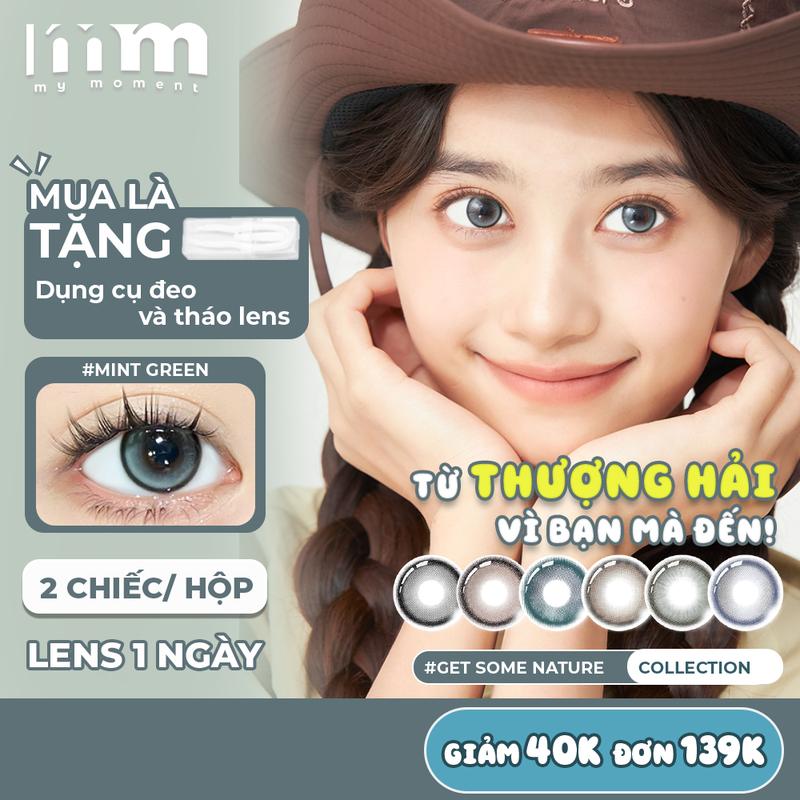 [2 CHIẾC] Kính áp tròng MMLENS My Moment Get Some Nature lens 1 ngày màu xanh nâu đen xám hồng tự nhiên Obsidian Black Mint Green Copper Brown Navy Gray Sapphire Blue Secret Brown độ cận DIA giãn tròng 14.2mm - 14.5mm kỷ yếu douyin