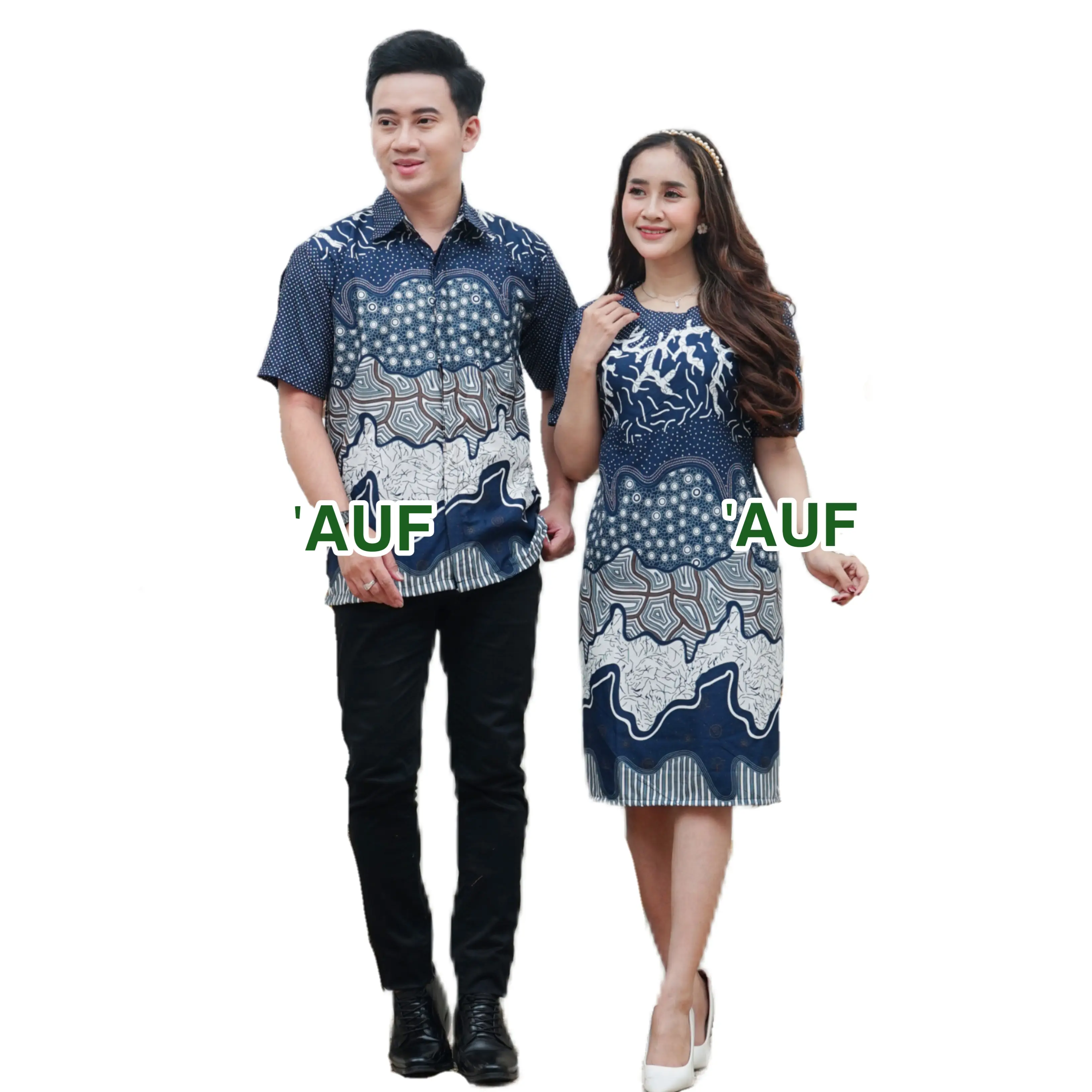 Set Dress Batik Couple Modern - Sarimbit Batik Kondangan Kekinian - Couple Dress dan Kemeja Dewasa Baju Katun Wanita Lembut Pasangan Seragam Keluarga