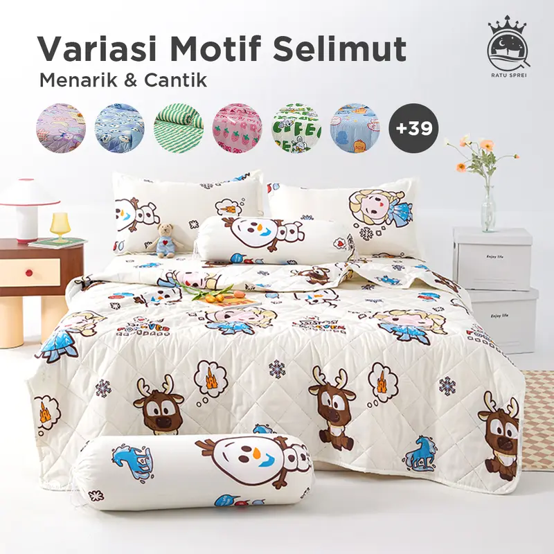RATU - [ 180CM ] SET BEDCOVER SPREI / SEPREI SARUNG BANTAL GULING MICROTEX UK 180X200CM (KING SIZE) 1