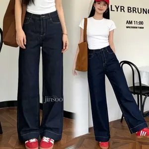 Baggy Highwaist Celana Jeans Wanita .dasar wide leg culottes jeans.178