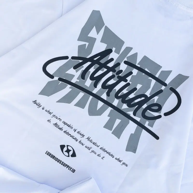 TSHIRT OVERSIZE GRAPHIC LUXURIOUS HITAM  & PUTIH ' ATTITUDE ' [TSO_4679] 8