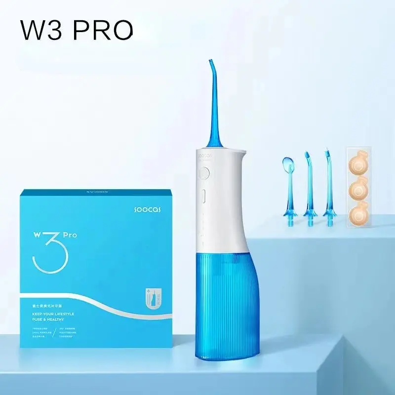 SOOCAS Water Flosser Dental Oral Irrigator Pembersih Gigi 240ml W3 Pro dengan 7 Level Intensitas & Chip Pintar untuk Gigi dan Gusi yang Sehat