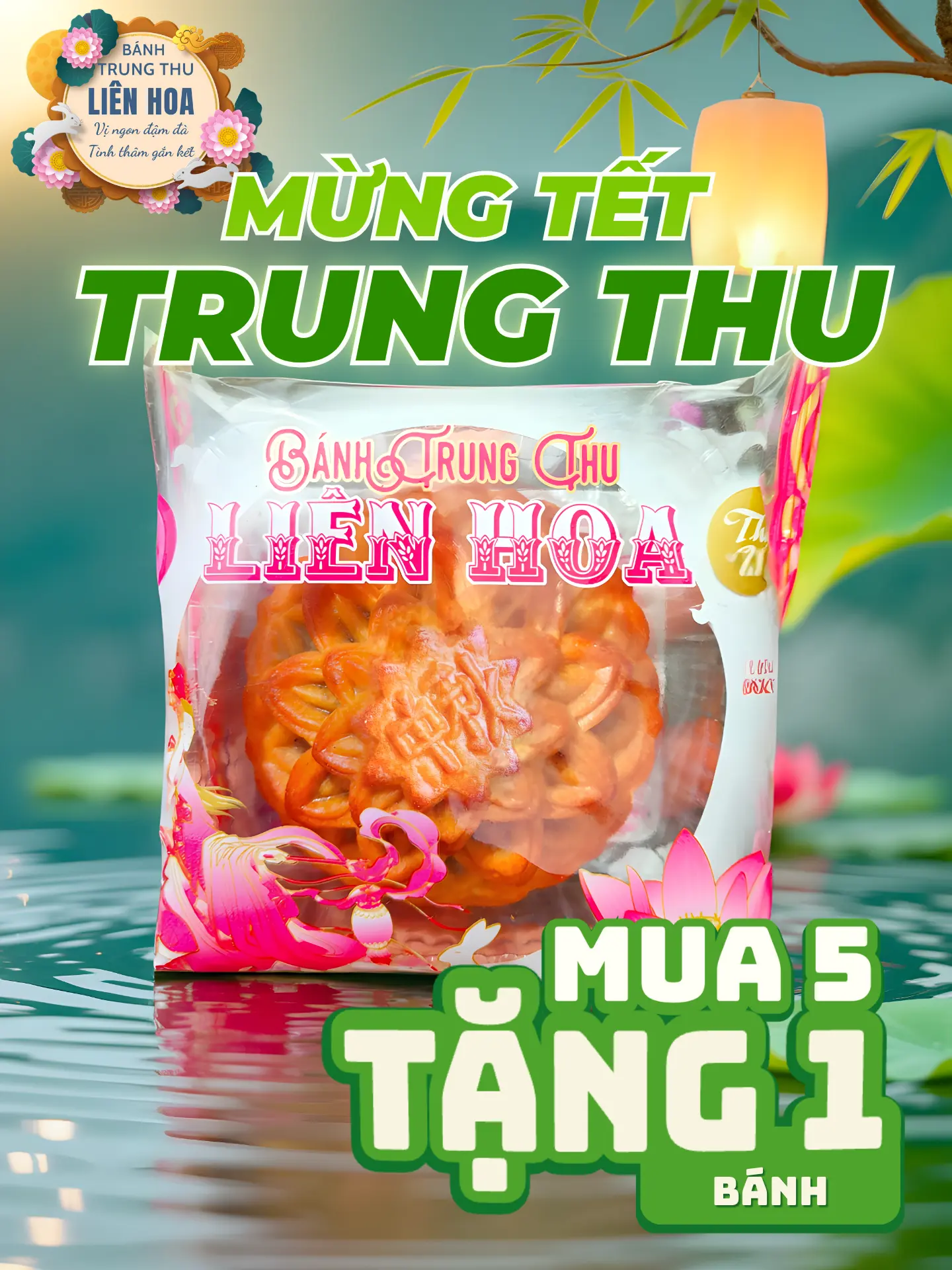 Bánh trung thu chay Liên Hoa truyền thống ít ngọt Mua 5 tặng 1 An Toàn Vệ Sinh Thực Phẩm