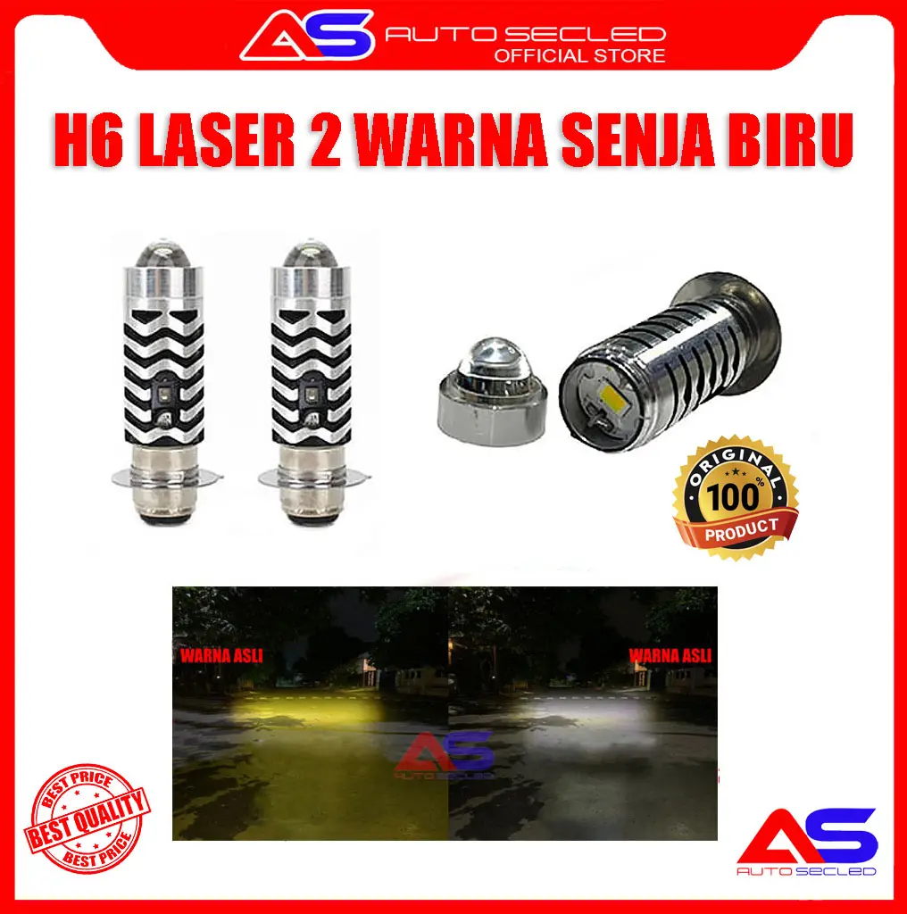 LAMPU LED UTAMA MOTOR H6 LASER HI / LOO + DEVIL BIRU AC DC | LED H6 MOTOR UNIVERSAL | BOHLAM LED H6 SUPER TERANG