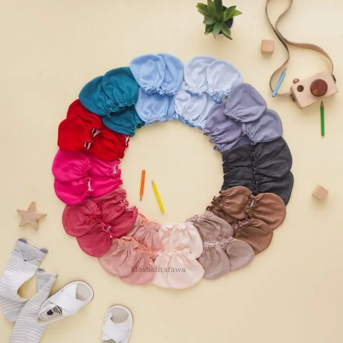 Ready (1 SET) Sarung Tangan Kaki Polos New Born 0-3 Bulan / Sartaki Baby Girl Boy Perempuan Laki Laki NewBorn Month Baru Lahir SNI kiosbalitafawa 0