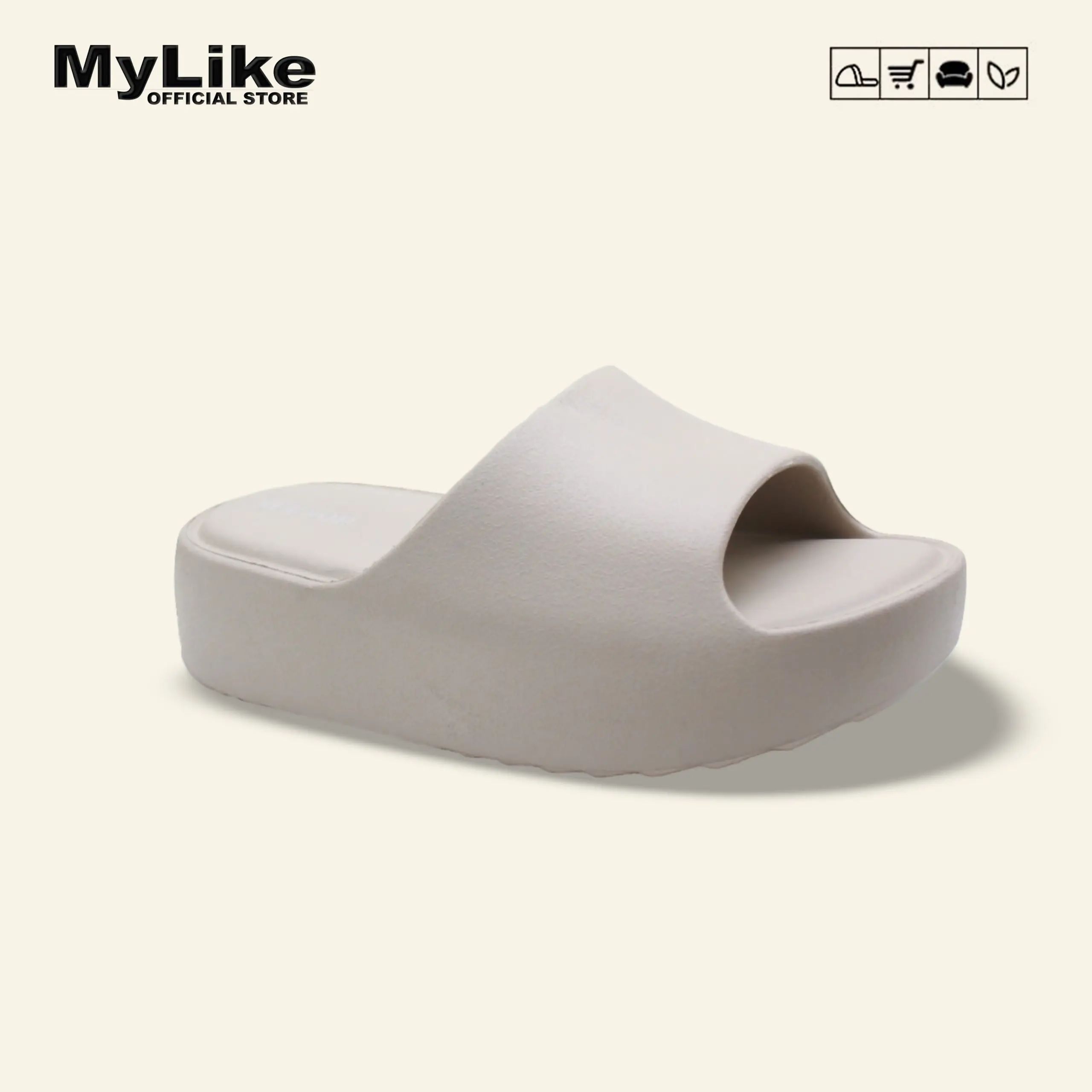 MYLIKE -  Sandal Selop Wanita Wedges EVA Empuk Anti Slip Hitam Karet