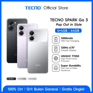[NEW] TECNO SPARK Go 3 4GB+4GB*/64GB, IP64, 6.75" HD+, 120Hz Smooth Display, 5000mAh, 15W* Charging, TECNO AI - sparkgo3