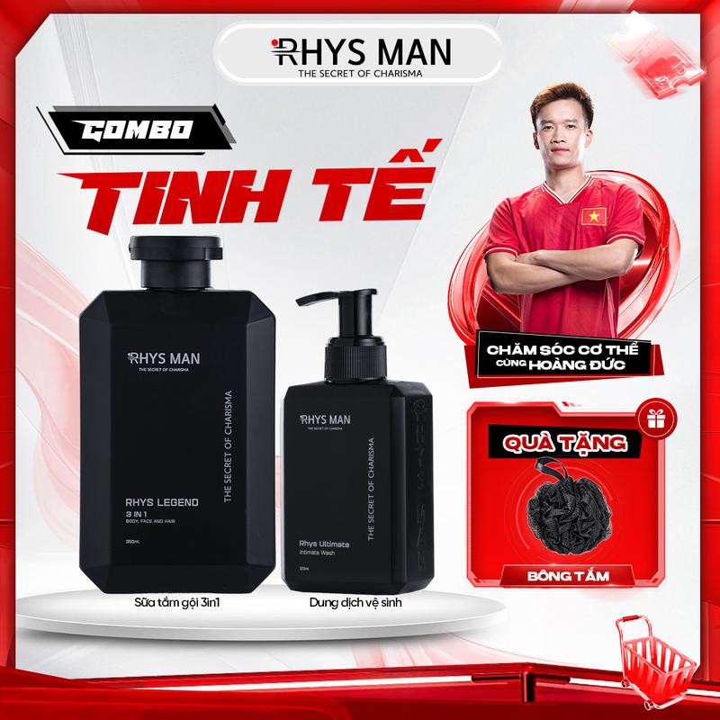 Combo Sữa tắm gội 3in1 hương nước hoa 350ml & Gel vệ sinh nam giới 120ml RHYS MAN Dưỡng Thể