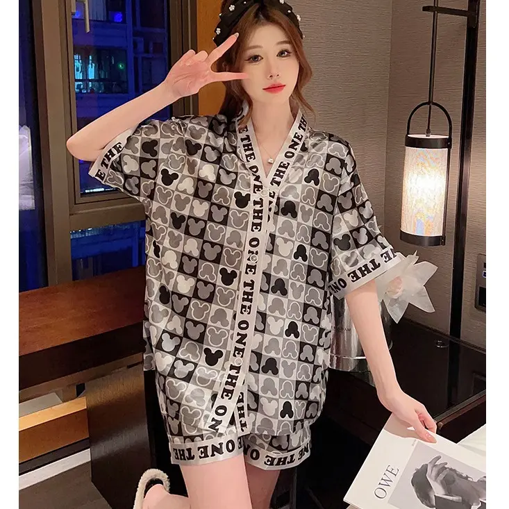 COD Piyama Wanita Kancing Depan baju tidur wanita Best Quality SATIN murah mewah elegan Piyama satin Fit piyama one set 5