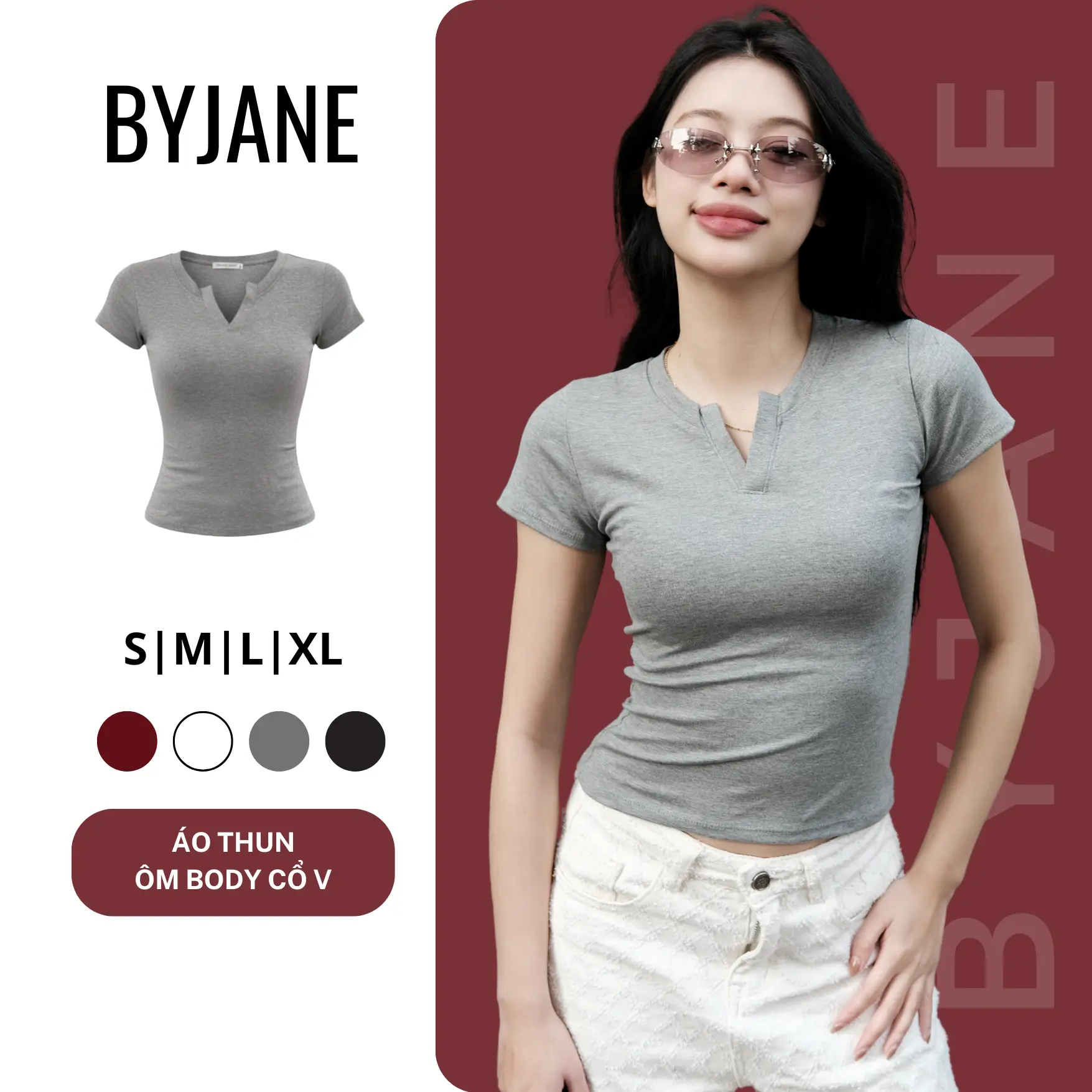 (MỞ BÁN) Áo Thun Cổ Trụ Tàu Ôm eo BYJANE-356 | BigBuy360 - bigbuy360.vn (MỞ BÁN) Áo Thun Cổ Trụ Tàu Ôm eo BYJANE-356 | BigBuy360 - bigbuy360.vn