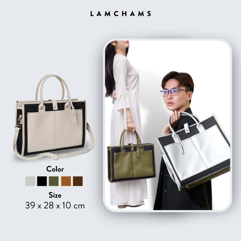 LAMCHAMS THE ELEGANT S39 TOTE – Túi tote thời trang unisex – Chống sốc, đựng laptop 16 inch – Da PU nhập khẩu cao cấp
