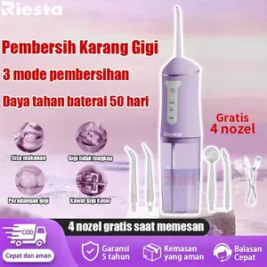 (BISA COD) Riesta-4-IN-1-Electric-Oral-Lrrigator-Water-Flosser-(3-mode-4-nozel)-PortablePembersih-Gigi-Listrik-Penghapusan-alat-pembersih-karang