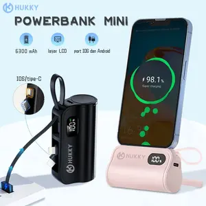 HUKKY K3 Mini Powerbank 6300mAh IOS/Type-C Power Bank Fast Charging Portable Powerbank LED Display with Stand