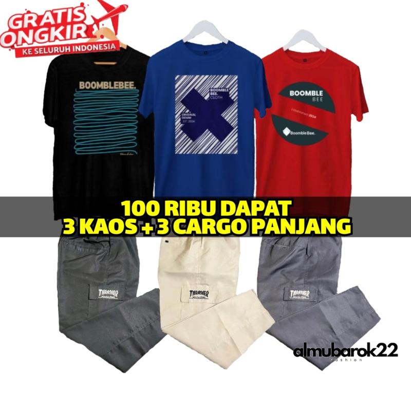 Product Introduction of PAKET HEMAT 3 KAOS 3 CELANA CARGO PANJANG Setelan 24