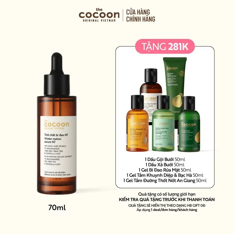 Ảnh đại diện Tinh chất bí đao N7 (serum) 7% Niacinamide sạch mụn chuyên sâu & mờ vết thâm Cocoon 70ml