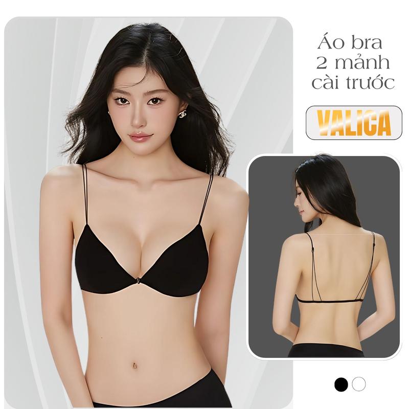 Áo bra 2 dây mảnh cài trước - Áo ngực không gọng đệm mỏng - Bra nữ chất thun mềm mịn VALICA B2099  Tua Rua áo 2 dây coquette Nhung Women giặt bằng nước lạnh Voi